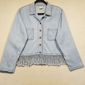 CMC Color Me Cotton Medium Top Denim Blue Light Wash Fringe Western Rodeo Ranch